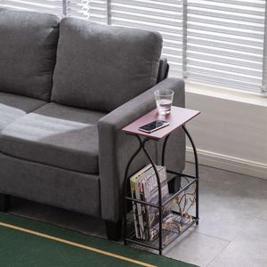 Tavolino Multifunzionale da Divano con Portabottiglie, Tavolino RT per Interni, Tavolino da Bagno per Conservare Fazzoletti e Riviste - Product Image 2