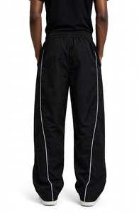 <b>Men's</b> Black Sweatpants <b>White</b> Side Stripe Elastic Waist Drawstring Casual <b>Joggers</b> Breathable Lightweight Polyester Straight - Product Image 6
