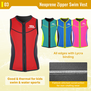 Aropec 2mm Neoprene Kids <b>Swim</b> <b>Vest</b> Front Zip Thermal Wetsuit Top Back Velcro Fastener Flatlock Stitched Children Waistcoat - Product Image 4