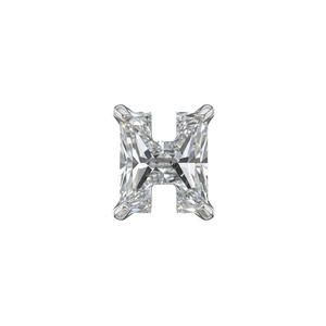 Pendientes de Plata de Ley 925 con Letra H del Alfabeto, con Diamante Cultivado en Laboratorio con Certificación GIA IGI, DEF VVS VS, Regalo para Él y Ella - Product Image 1