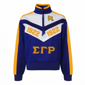 Sudadera con capucha de forro polar con cremallera corta para hermandades y fraternidades, con diseño bordado de letras griegas de alta calidad, Gamma Sigma Rho - Product Image 1