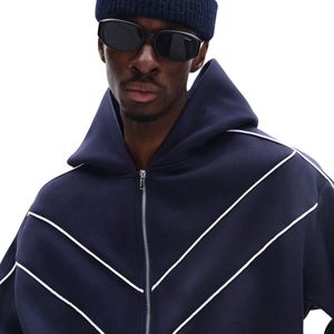 Sudadera con capucha de invierno para hombre, de forro polar tejido ecológico, lisa, oversize, con cremallera, ajuste personalizado, logo, efecto desgastado por el sol, contraste, las más vendidas al por mayor - Product Image 5