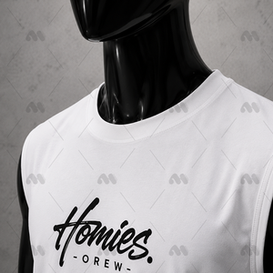 Camiseta Deportiva Blanca sin Mangas para Hombre, Talla Grande, de Algodón y Elastano, Estampada, Informal, para Entrenamiento - Product Image 2