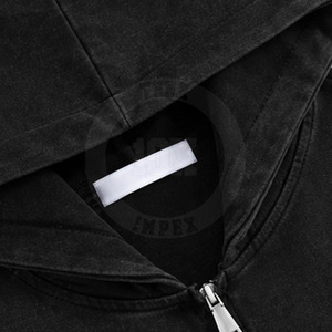 Sweat à capuche streetwear personnalisé, finition délavée à l'acide, en coton mélangé épais, coupe oversize, vêtement décontracté et tendance - Product Image 5