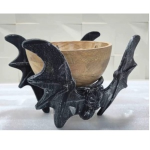 Bol en bois pour servir des pâtes ou des nouilles, design sculpté à la main, en bois de manguier, avec autocollants imprimés, fournisseur d'Inde - Product Image 3