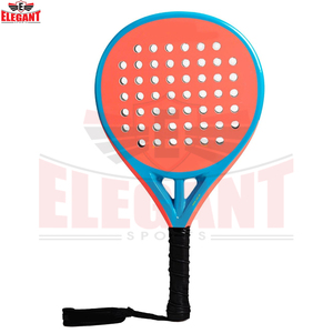 Palas de Pádel de Carbono Modernas y Duraderas OEM ODM con Cara Naranja Coral y Marco Azul, Palas Deportivas de Fibra Modernas - Product Image 2