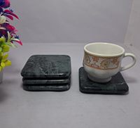 Sous-verres carrés en marbre vert de luxe faits à la main, épaisseur 10 mm, couleur et design personnalisables pour tasses à thé et verres à eau (taille 3,5x3,5)