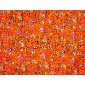 Nouvelle couette Kantha indienne imprimée à la main, couvre-lit Kantha en coton indien, jeté Kantha, couvre-lit indien fait main, couverture bohème - Product Image 2