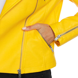 Outdoor Use Turn Down Collar <b>Women</b> <b>Leather</b> Jacket Professional Factory Made Long Sleeves Adult Size <b>Leather</b> Jacket For Girls - Product Image 5
