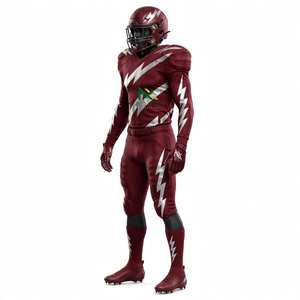 Ensemble de maillot et pantalon de football NEXTEX pour homme, motif éclair, couleur bordeaux et argent, sublimation - Product Image 4