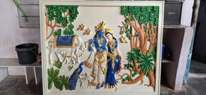 Panel de Pared de Piedra Arenisca de Lujo con Diseño Tradicional de Radha Krishna, Tallado con CNC, para Montar en Paredes de Templos, Hoteles y Villas (Origine: Rajasthan) - Product Image 3