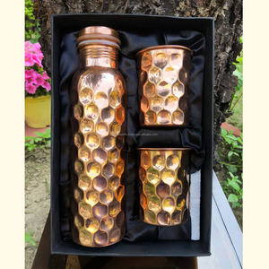 Elegant Pure Copper Bottle Gift Combo Handmade Eco Friendly Ayurvedic Flask Anti-corrosion Coating Large Capacity (>1L) <b>for</b> - Product Image 3