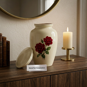 Top Selling Metal Cremation Urn Rose Print Durable Elegant Funeral Memorial <b>Jars</b> For Human Ashes Bulk Wholesale Decorative Urns - Product Image 5