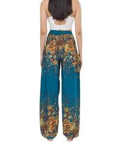 Pantalon de yoga ample en rayonne imprimé style bohème floral, taille élastique, pour tenue décontractée, style Alibaba - Vente en gros - Product Image 4
