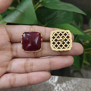 Women's Fashion Stud Earrings Cabochon Jade Stone 18k Gold Plated <b>Cushion</b> Shape Studs Wholesale Jewelry Accessories For Gift - Product Image 6