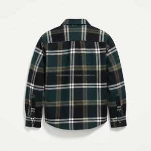 Chemise en flanelle pour homme, à carreaux verts, manches longues, sur mesure, OEM, vente en gros - Product Image 5