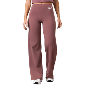 Dusty Pink <b>Flared</b> Yoga <b>Leggings</b> Women High Waist Gymwear Stretch Fitness Training Workout Activewear Comfort Wear - Product Image 1