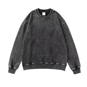 OEM Acid Wash Wholesales Sweater <b>Vintage</b> Burnout Wash Crew Neck Heavy Cotton Mens Blank Pullover Unisex <b>Sweatshirts</b> - Product Image 3
