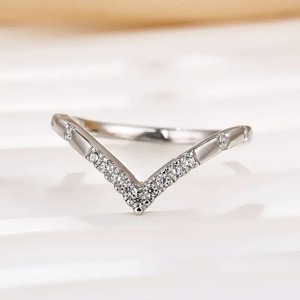 Premium Design 925 Moissanite <b>Simulated</b> <b>Diamond</b> Matching Curved Wedding Band In Sterling Silver White Gold Plated for Women's - Product Image 3