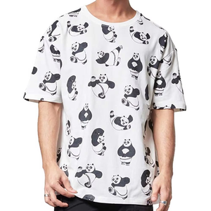 T-shirt à manches courtes pour homme, blanc, col rond, imprimé panda, coupe classique, décontracté, 100% coton jersey tricoté - Product Image 4