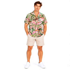 Chemise de plage pour homme, imprimé numérique vibrant, polyester respirant, boutonnée, décontractée, pour l'été et les voyages, vêtement tendance - Product Image 6