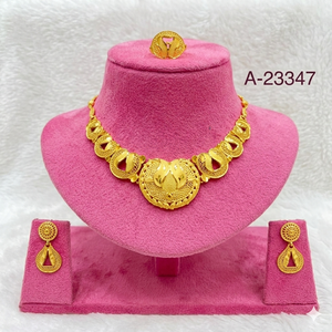 Gold Plated Bridal Jewelry Set with Zircon Stones Trendy Necklace Earrings & <b>Ring</b> Set Women Wedding Engagement Anniversary - Product Image 5