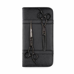 Ensemble de ciseaux de coiffure Rockstar noir mat, acier inoxydable de haute qualité, usage professionnel pour barbier et salon - Product Image 1