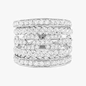 Anillo de Cuerda con Diamantes Cultivados en Laboratorio de 1.60ctw, en Oro Sólido de 14K/18K, con Múltiples Hileras y Banda Trenzada, Precio de Fábrica al por Mayor B2B - Product Image 3