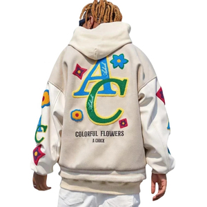 Nouvelles vestes universitaires en toile respirante pour hommes, personnalisables avec écussons en chenille vierges et décorations frontales en cristal, en laine surdimensionnée - Product Image 2