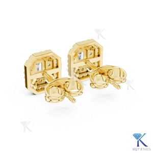 Natural Diamond Brilliant Cut Double Octagon Halo Filled IGI Certified <b>Stud</b> Earrings 14K 18K Solid Gold Luxury Women Jewelry - Product Image 4