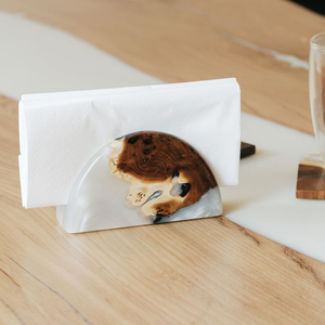 Porte-serviettes en résine époxy et bois, décoration de table ronde, porte-mouchoirs de mariage à prix de gros - Product Image 5