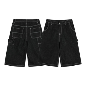 Men Casual Breathable Denim Shorts <b>Y2K</b> Mid Rise Wide Leg Baggy Fit Hip Hop Streetwear Light Wash Loose Summer 100% Cotton - Product Image 3