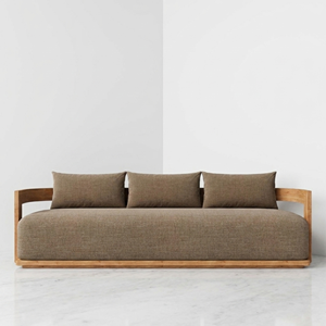 Juego de Sofás de Madera de Teca Sólida Estilo Japandi, Sofá Curvo Moderno Tapizado, Sillón, Mesa de Centro, Muebles para Sala de Estar de Fábrica - Product Image 6