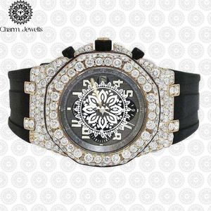 Charm_Jewells Men's Luxury Stainless Steel Watch 40mm Case Diamond Bezel Stainless Steel Band <b>Chronograph</b> Mechanical Analog - Product Image 6