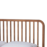 Lit plateforme en bois massif au design moderne, tête de lit classique à lattes, lit moelleux couleur naturelle, taille personnalisable pour chambre à coucher et hôtel