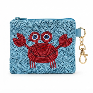 Coastal Red Crab Beaded Coin Purse Handmade Zip <b>Pouch</b> for Marine Theme Gifts Boutique Wholesale Factory Supplier - Product Image 1