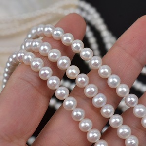 Perles d'eau douce naturelles sans noyau de 5-6 mm, fabrication artisanale de bijoux, presque circulaires, lumière forte, matériau de perles, perles en vrac - Product Image 2