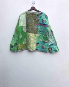 เสื้อแจ็คเก็ตสไตล์ญี่ปุ่นทำมือ ปักลายดอกไม้ แบบสองด้าน ใช้ในฤดูหนาว  วิธีการทอผ้าแบบวีฟ  ความยาว - Product Image 6