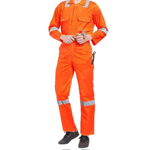 <b>Men's</b> Orange Reflective Hi Visibility Anti-Bacterial <b>Work</b> <b>Overalls</b> Full Sleeve Button Collar Solid Color Casual Uniform Side - Product Image 3