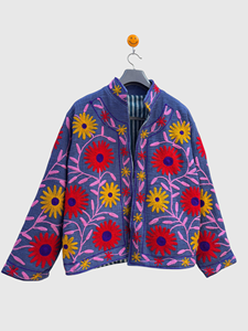 Veste en velours brodée à fleurs, col mandarin, manches longues, grande taille, vêtements d'hiver pour femmes, style élégant - Product Image 1