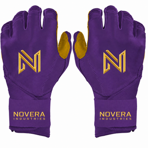Gants de frappe de baseball en cuir Cabretta NOVERA INDUSTRIES OEM ODM avec logo personnalisé, fermeture auto-agrippante, pour l'entraînement, dos en cuir de vachette - Product Image 5