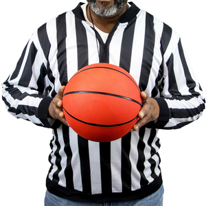Breathable Long Sleeve Black <b>White</b> Striped Referee Shirt Polyester Material For <b>Football</b> Soccer Basketball Sports Referee Jersey - Product Image 2