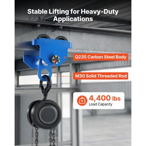 Carrello Elettrico per Paranco con Capacità di 4400 Libbre/2 Tonnellate, Doppia Ruota, Trave Regolabile, Larghezza Flangia I-Beam 2.4"-7" - Product Image 3