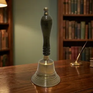 <b>Brass</b> Hand <b>Bell</b> Classic Design with Wooden Handle Vintage Table <b>Bell</b> Decorative <b>Bell</b> for Home Office Hotel Reception - Product Image 2