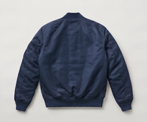 Chaqueta Bomber Azul Marino para Hombre, Cierre de Cremallera, Poliéster, Resistente al Viento, Informal, para Otoño, Cuello Camisero, Corte Regular - Product Image 2
