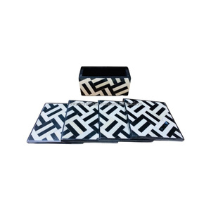 Posavasos Cuadrado Clásico con Incrustaciones de Madera, Artesanía India Segura para el Hogar, Diseño de Lujo Hecho a Mano, Ecológico - Product Image 4