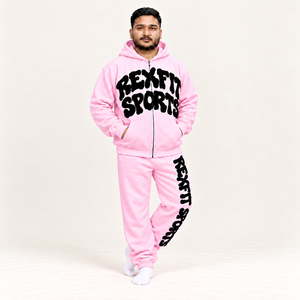 Ensemble de survêtement en polaire pour homme Rexfit Sports avec logo personnalisé, veste à capuche zippée intégrale et pantalon de jogging avec étiquette personnalisée, ensemble d'hiver - Product Image 6