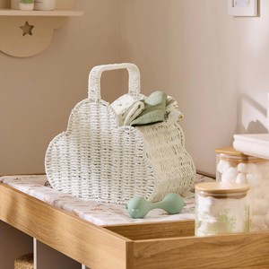Panier de rangement en jonc de mer tressé blanc en forme de nuage, design minimaliste, organisateur de jouets pour chambre d'enfant, décoration de chambre de bébé - Product Image 5