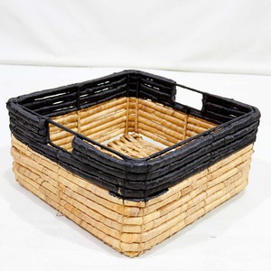 Water Hyacinth Square Storage Hand-Woven Eco-Friendly Modern Two-Tone Home Decor Organizer - Product Image 1