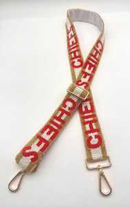 Chiefs Beaded Purse Strap Gold Stripe Adjustable Bag Strap Game Day Gift For Her <b>Camera</b> Strap - Product Image 3